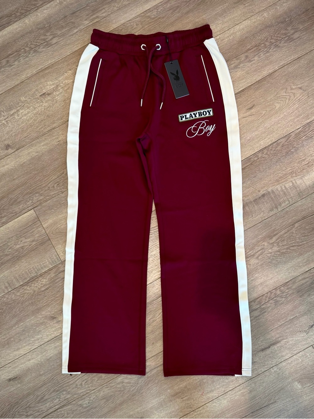 BOY LONDON X Playboy Maroon Wide Leg Track Pant Size Medium Oversized